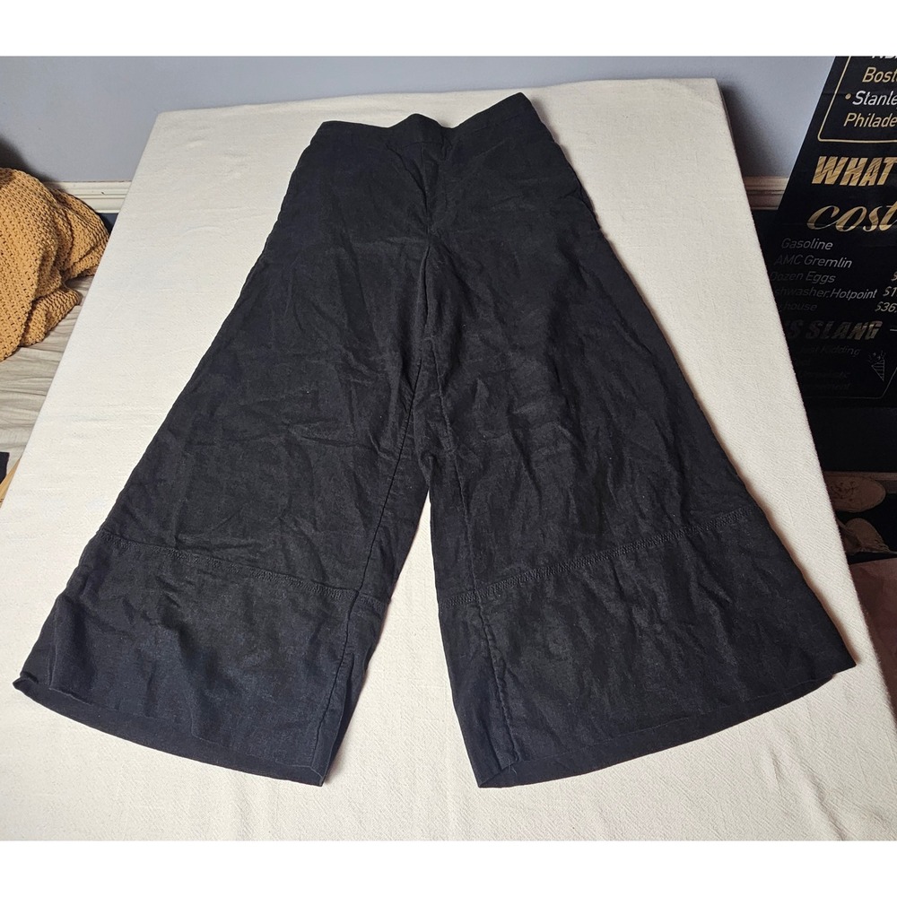 Banana Republic Black Linen Blend Wide Leg Cropped Pants High Rise Small